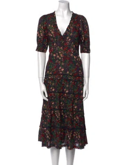Pre-owned The Great Floral Print Midi Length Dress In Multi