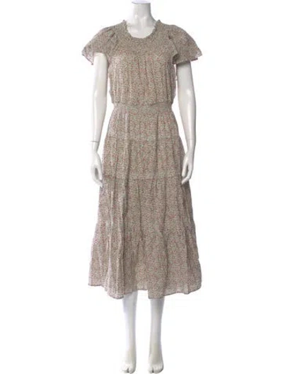 Pre-owned The Great Floral Print Midi Length Dress In Neutral