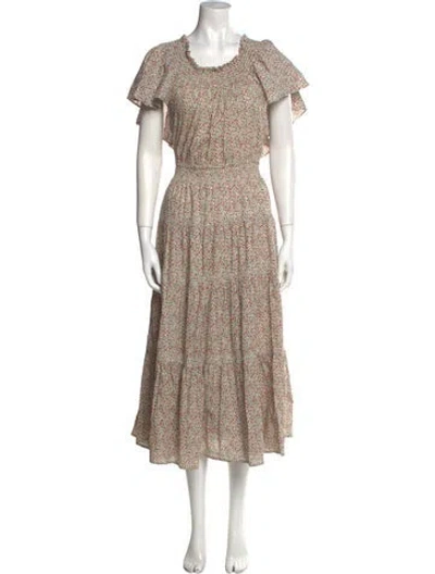 Pre-owned The Great Floral Print Midi Length Dress In Neutral