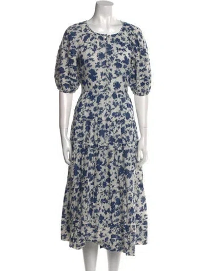 Pre-owned The Great Floral Print Midi Length Dress In Neutral