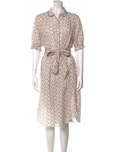 Pre-owned The Great Floral Print Midi Length Dress In Neutral