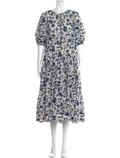 Pre-owned The Great Floral Print Midi Length Dress In Neutral