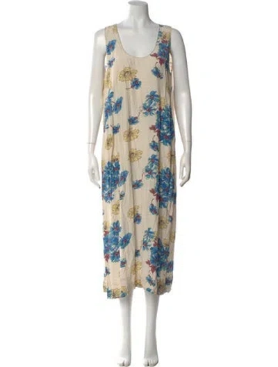 Pre-owned The Great Floral Print Midi Length Dress In Neutral