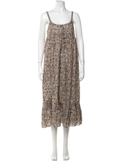 Pre-owned The Great Floral Print Midi Length Dress In Neutral
