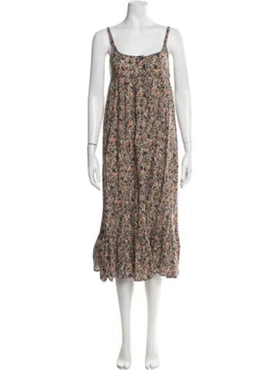 Pre-owned The Great Floral Print Midi Length Dress In Neutral