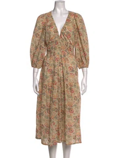 Pre-owned The Great Floral Print Midi Length Dress In Neutrals