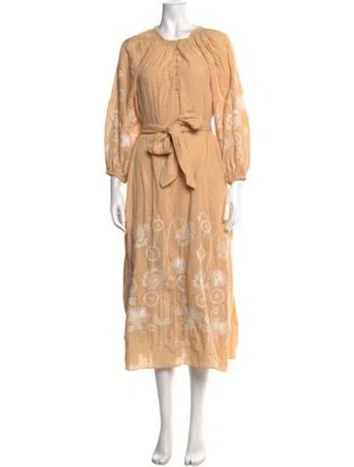 Pre-owned The Great Floral Print Midi Length Dress In Neutrals