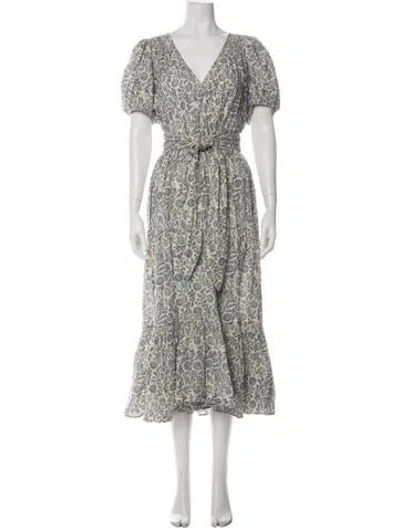 Pre-owned The Great Floral Print Midi Length Dress In Neutrals