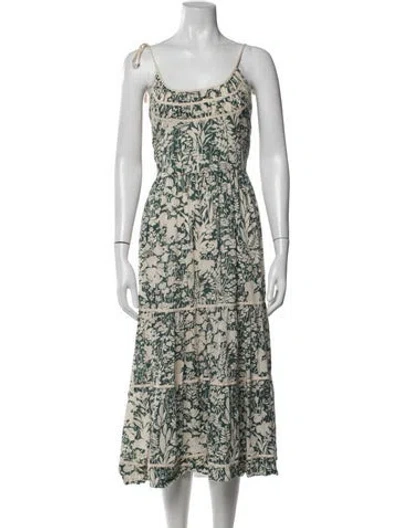 Pre-owned The Great Floral Print Midi Length Dress In Neutrals
