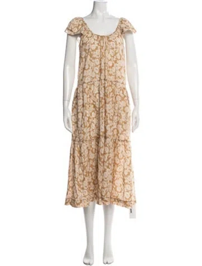 Pre-owned The Great Floral Print Midi Length Dress In Neutrals