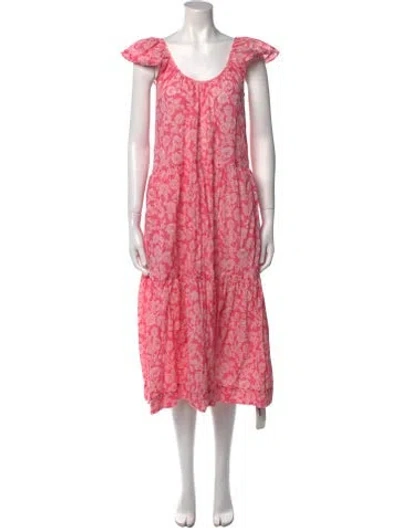 Pre-owned The Great Floral Print Midi Length Dress In Pink