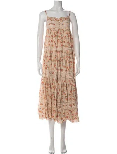 Pre-owned The Great Floral Print Midi Length Dress In Pink