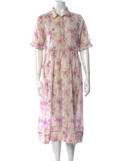 Pre-owned The Great Floral Print Midi Length Dress In Pink