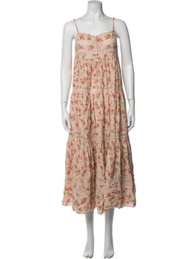 Pre-owned The Great Floral Print Midi Length Dress In Pink