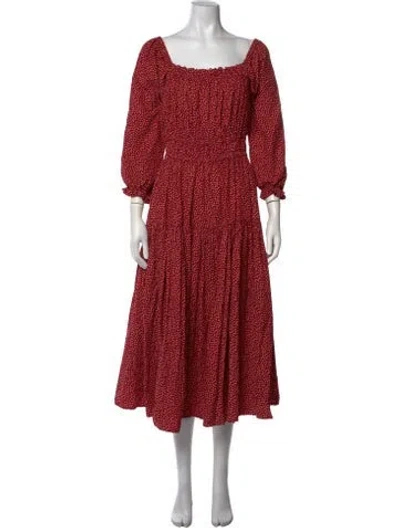 Pre-owned The Great Floral Print Midi Length Dress In Red