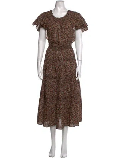 Pre-owned The Great Floral Print Midi Length Dress W/ Tags In Black