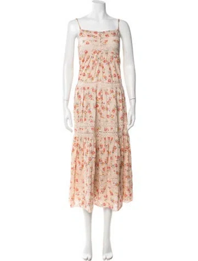 Pre-owned The Great Floral Print Midi Length Dress W/ Tags In Pink