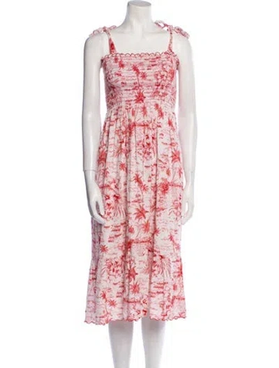 Pre-owned The Great Floral Print Midi Length Dress In White