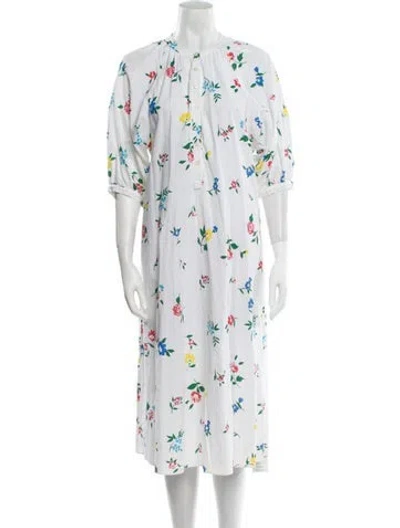 Pre-owned The Great Floral Print Midi Length Dress In White