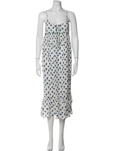 Pre-owned The Great Floral Print Midi Length Dress In White