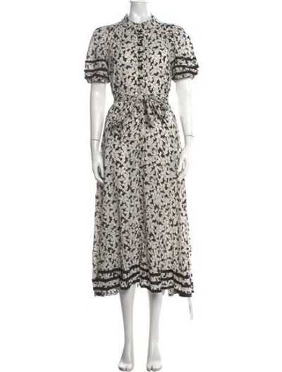 Pre-owned The Great Floral Print Midi Length Dress In White