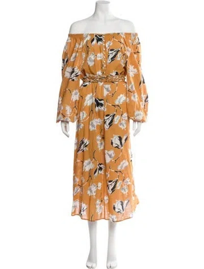 Pre-owned The Great Floral Print Midi Length Dress In Yellow