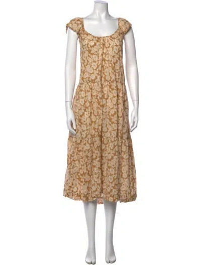 Pre-owned The Great Floral Print Midi Length Dress In Yellow