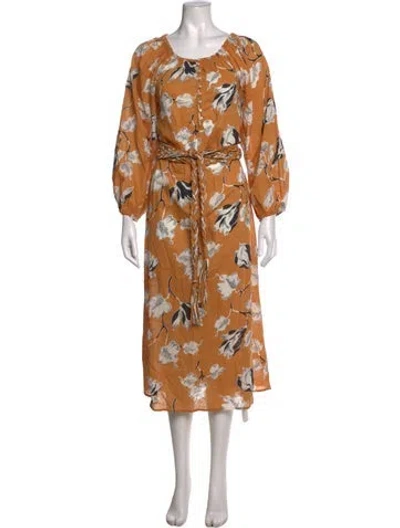 Pre-owned The Great Floral Print Midi Length Dress In Yellow