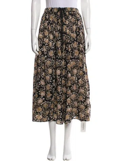 Pre-owned The Great Floral Print Midi Length Skirt In Black