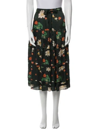 Pre-owned The Great Floral Print Midi Length Skirt In Black