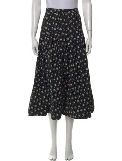 Pre-owned The Great Floral Print Midi Length Skirt In Black