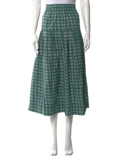 Pre-owned The Great Floral Print Midi Length Skirt In Blue