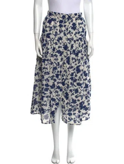 Pre-owned The Great Floral Print Midi Length Skirt In Blue