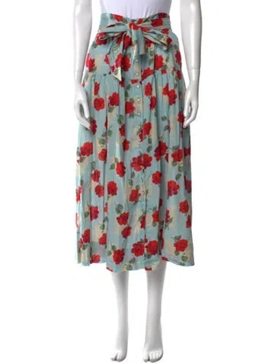 Pre-owned The Great Floral Print Midi Length Skirt In Blue