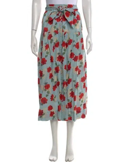 Pre-owned The Great Floral Print Midi Length Skirt In Blue