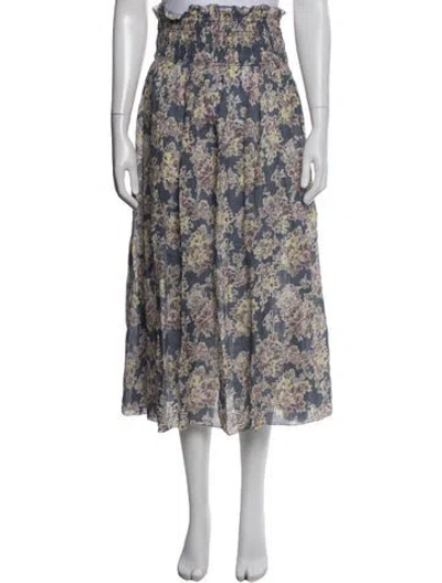 Pre-owned The Great Floral Print Midi Length Skirt In Blue