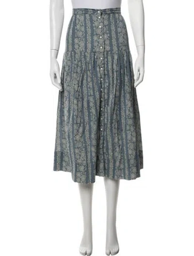 Pre-owned The Great Floral Print Midi Length Skirt In Blue
