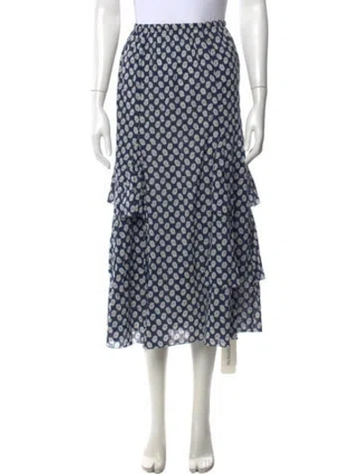 Pre-owned The Great Floral Print Midi Length Skirt In Blue/white