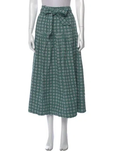 Pre-owned The Great Floral Print Midi Length Skirt In Green