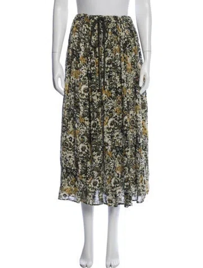Pre-owned The Great Floral Print Midi Length Skirt In Green