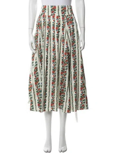 Pre-owned The Great Floral Print Midi Length Skirt In Green