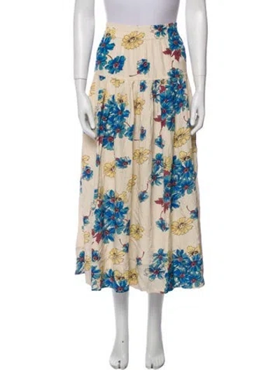 Pre-owned The Great Floral Print Midi Length Skirt In Neutral