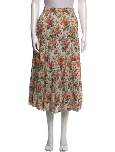 Pre-owned The Great Floral Print Midi Length Skirt In Neutral
