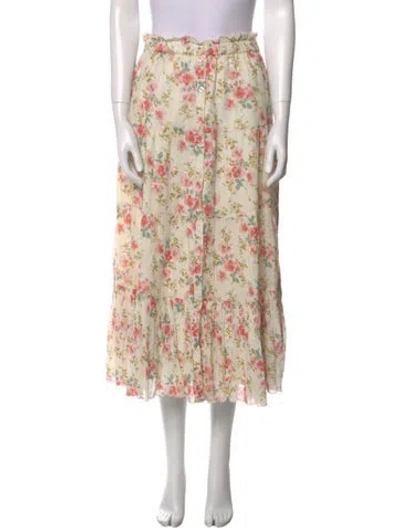 Pre-owned The Great Floral Print Midi Length Skirt In Neutral