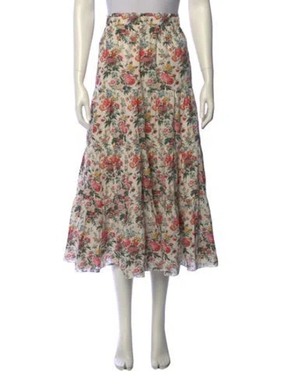 Pre-owned The Great Floral Print Midi Length Skirt In Neutral