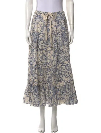 Pre-owned The Great Floral Print Midi Length Skirt In Neutral
