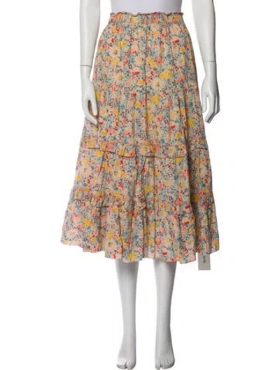 Pre-owned The Great Floral Print Midi Length Skirt In Neutral