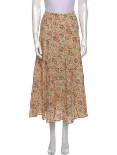 Pre-owned The Great Floral Print Midi Length Skirt In Neutral