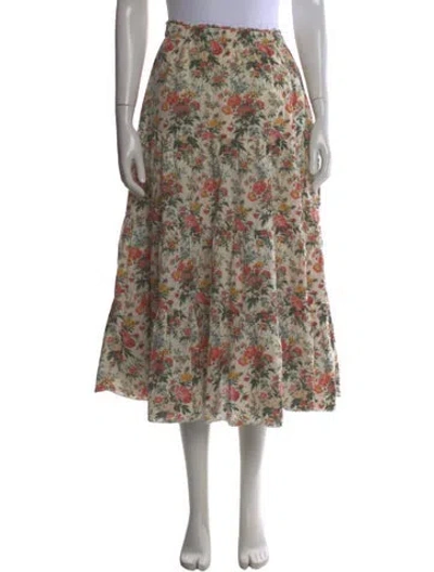 Pre-owned The Great Floral Print Midi Length Skirt In Neutral