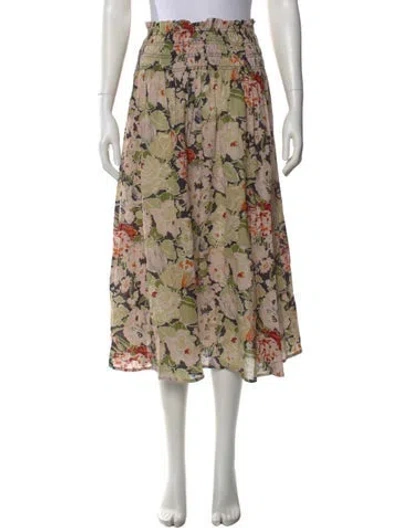 Pre-owned The Great Floral Print Midi Length Skirt In Neutral
